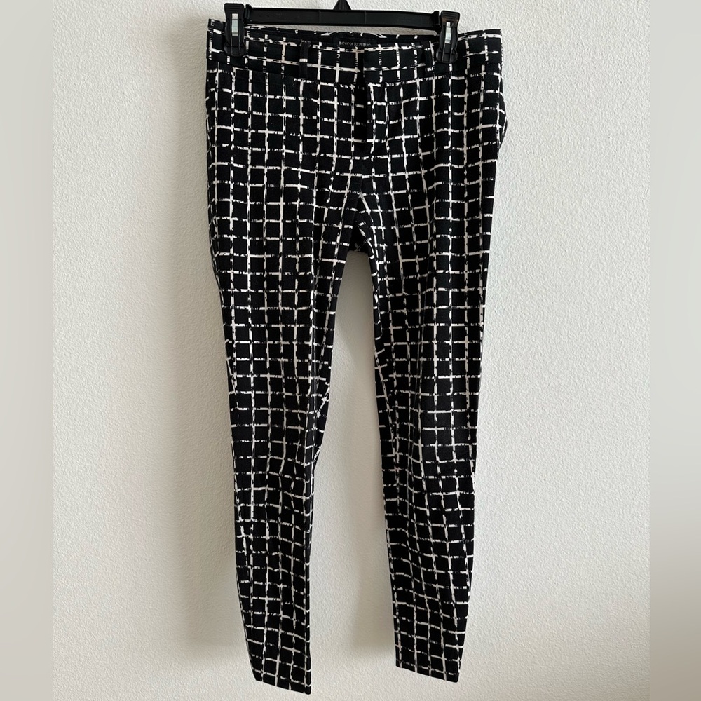Banana Republic Sloane Dress Pants, Black & White Design, Size 0